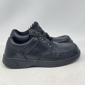 Orthofeet Jackson Tie-Less Shoes Mens 12 D Black Leather Lace Up Oxford Comfort